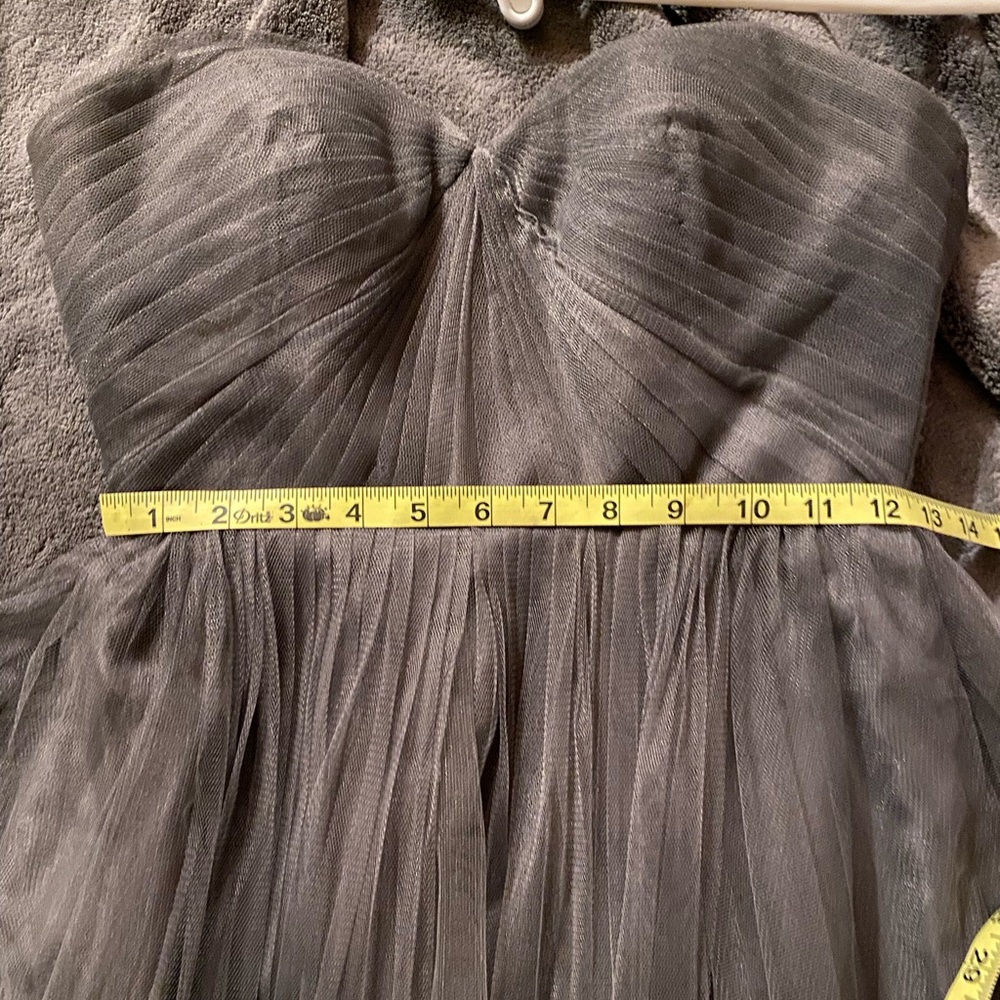 Jenny Yoo Empire Waist Flowy Grey Evening Gown Prom formal Dress retro - Picture 10 of 17
